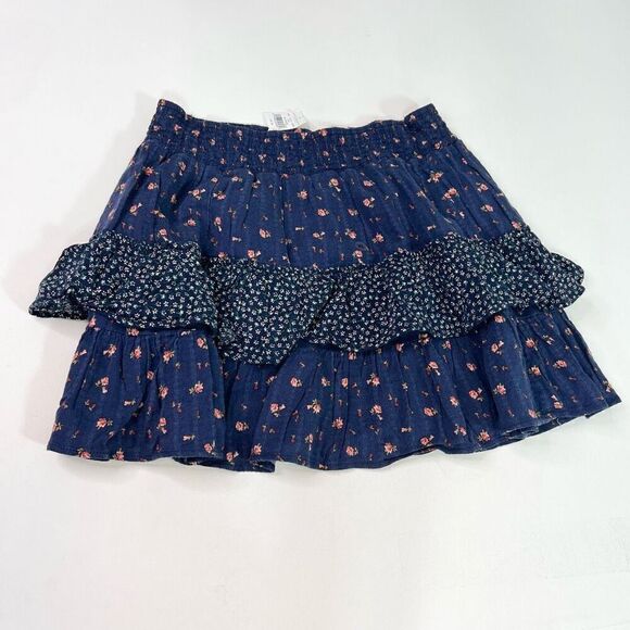 American Eagle Skirt Womens XL Blue Floral Print Tiered Mini Skirt NWT Boho - Picture 1 of 9